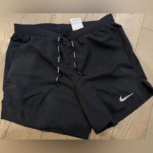 Nike Black Athletic Running Shorts with Reflective Swoosh